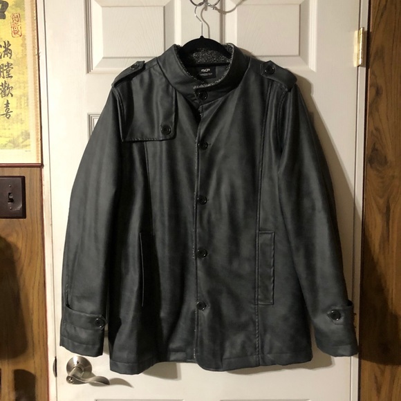 Men’s Grey Faux Leather Jacket - Picture 1 of 4